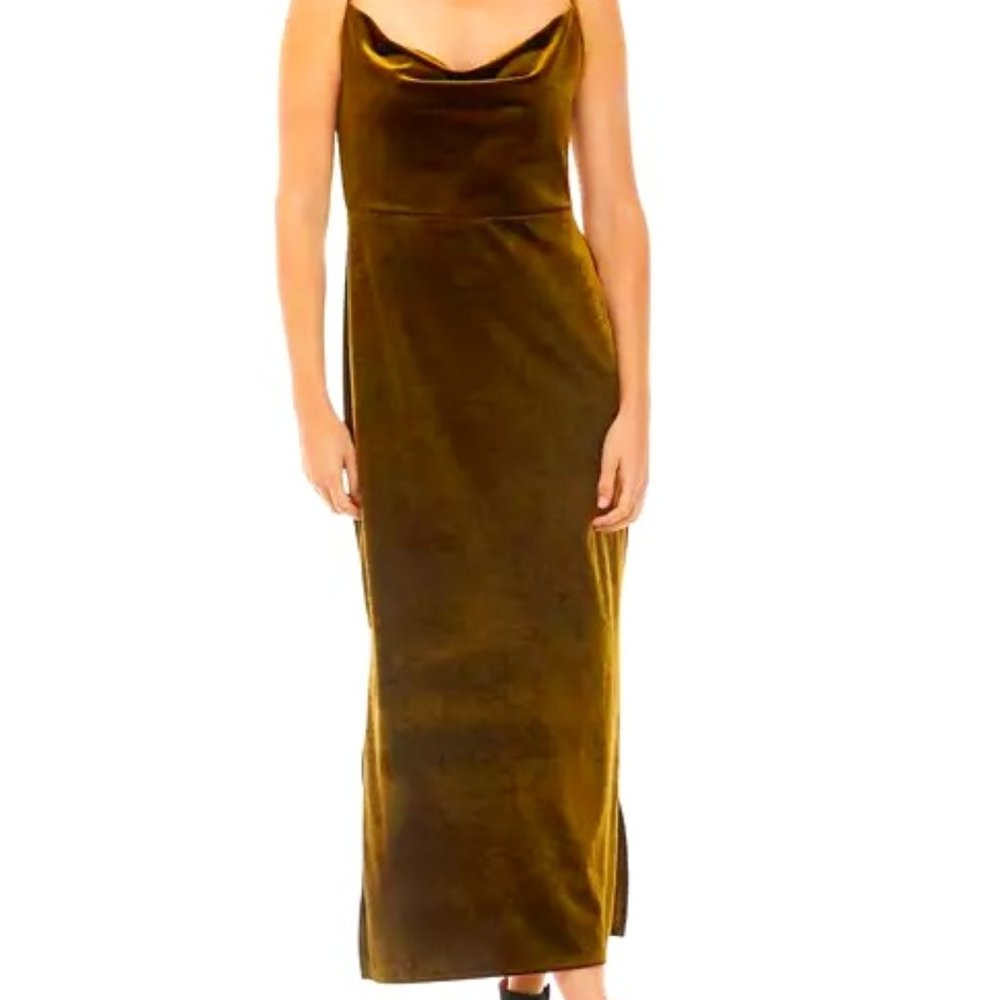 Taylor Women's Sleeveless Cami Cowl Neck Solid Velvet Dress Size 12